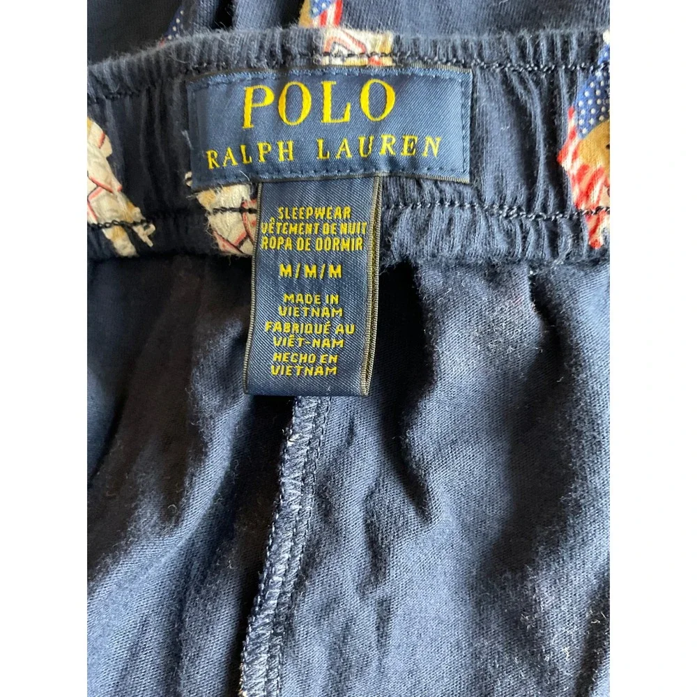 Polo Ralph Lauren Mens Navy Blue Polo Bear American Flag Sleep Shorts Medium